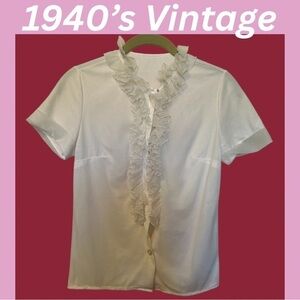 Elegant White Ruffle Blouse So Sweet